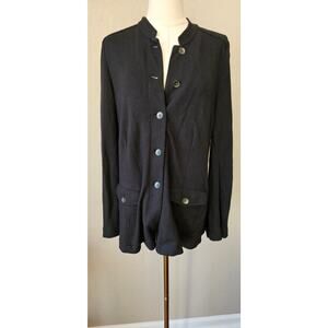 J. Jill Long Sleeve Wool Blend Button Front Jacket Women Size‎ L Petite Black